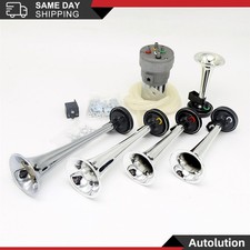 5pcs 12v 300db Chrome Color Loud 5 Trumpet Dixieland Musical Air Horn 5pcs 12v 300db Chrome Color Loud 5 Trumpet Dixieland Musical Air Horn