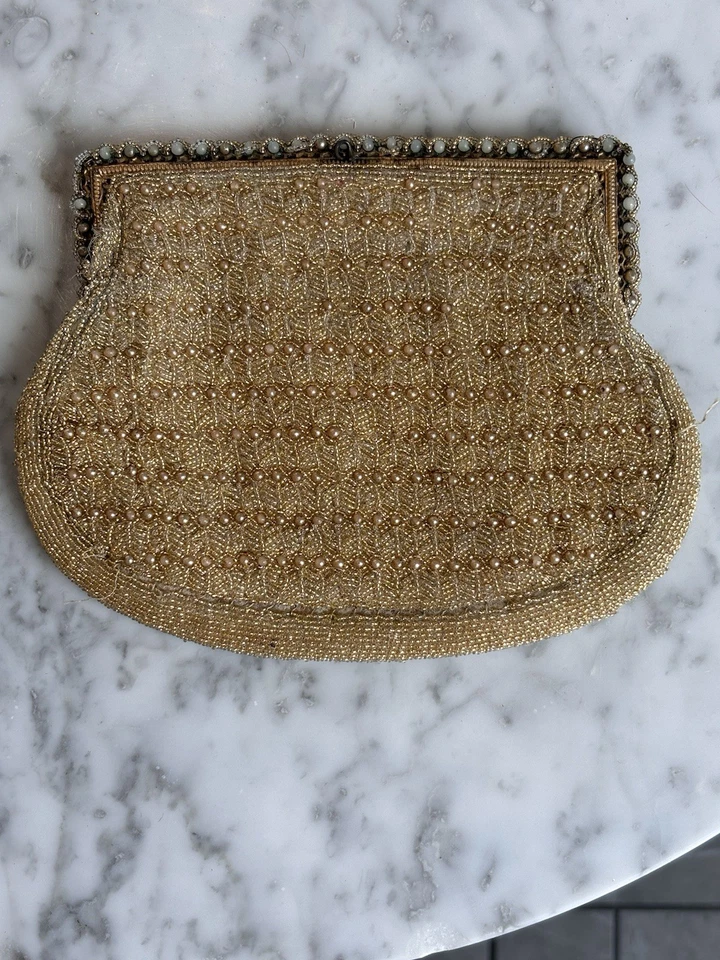 Bolso de Noche Vintage con Cuentas, Saks Hecho en Francia, Raro Fino Moda Regalos para Ella Foto 4 de 4