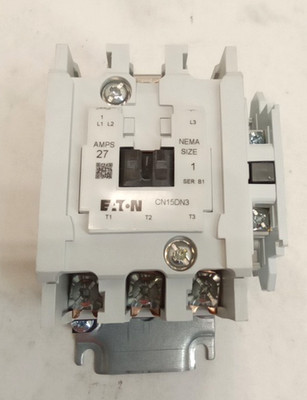 Eaton CN15DN3AB NEMA Non-Reversing Contactor Open Type 5-Pole 27A 1PH-3PH Size 1