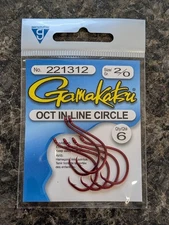 Gamakatsu Octopus Circle Hooks Inline-Point - Red - Size 2/0 - Bait Hooks