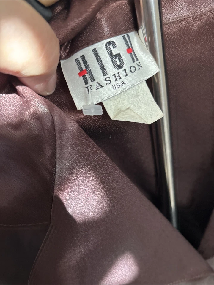 90s Vtg Brown Satin Lined Belt Waist Blazer Shoulder Pads Sz M Thrashed - Imagem 3 de 4