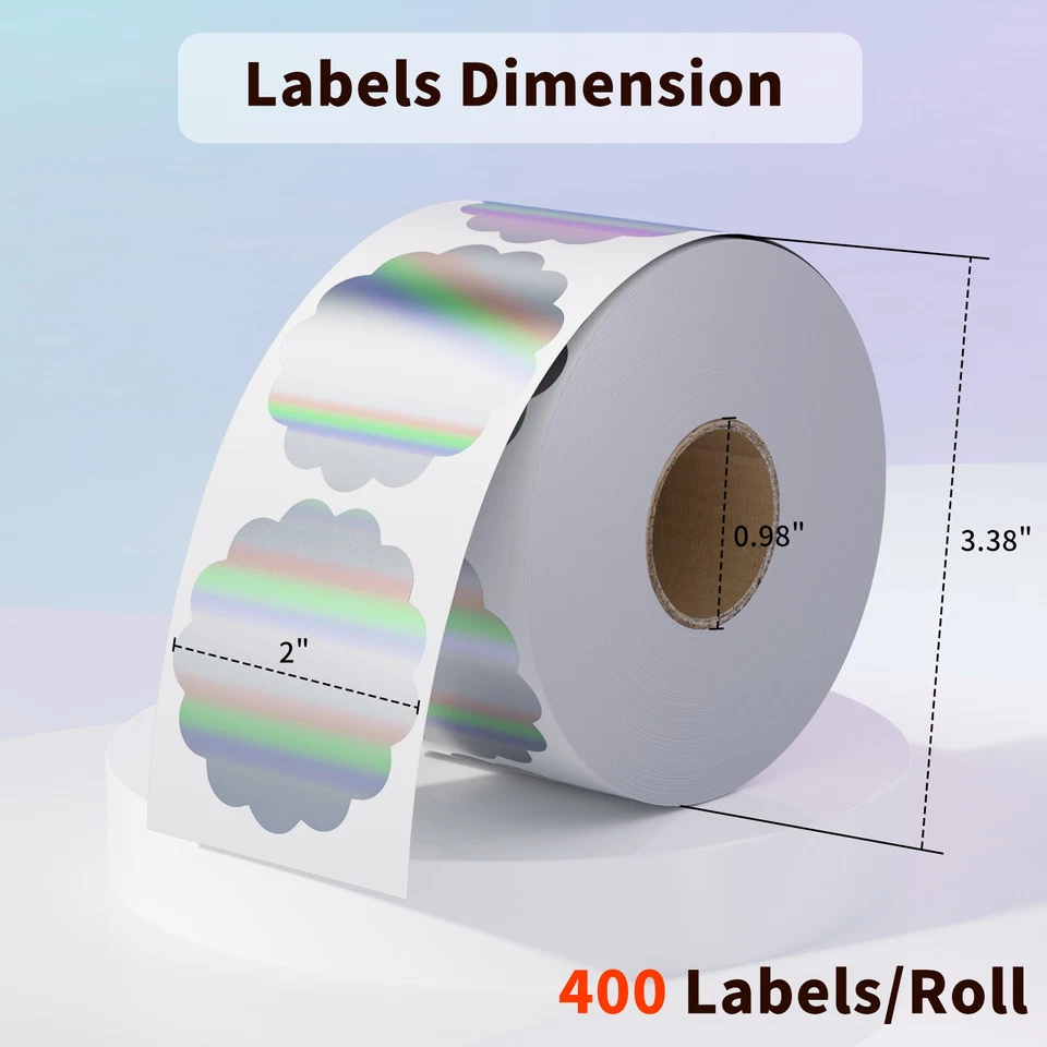 2'' x 2" Holographic Thermal Labels Gold Silver Purple Self Adhesive Stickers US - Image 2 of 4