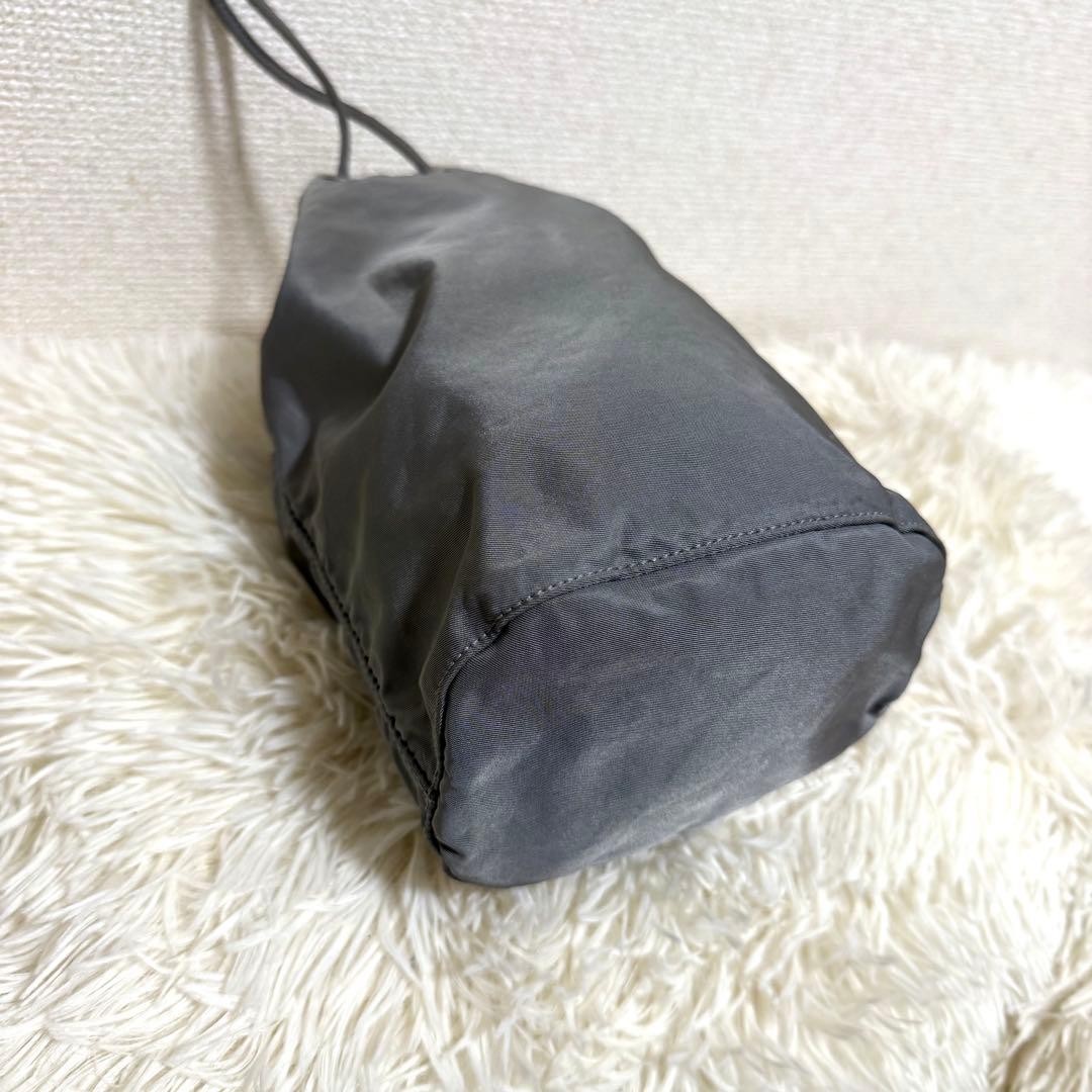 PRADA Nylon Accessory Pouch Gray Drawstring Used … - image 13