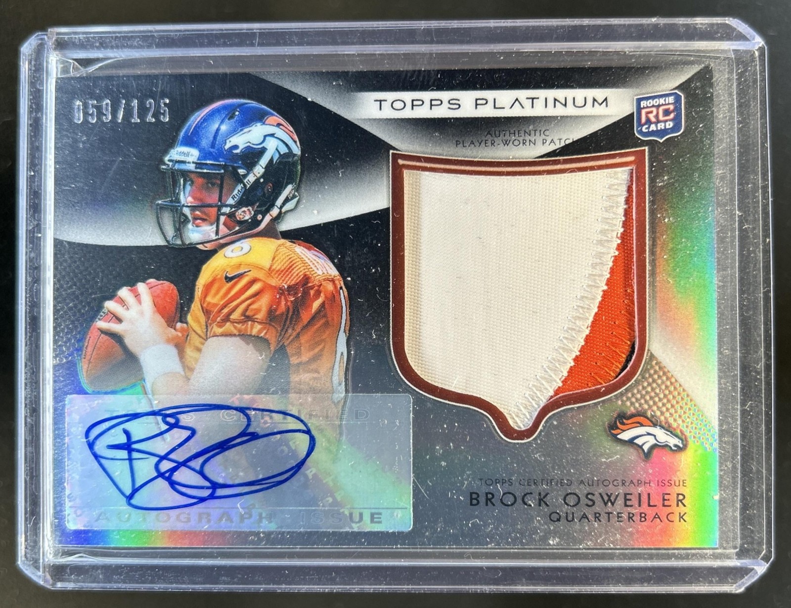 Brock Osweiler Topps Platinum #101 Autograph Patch Black Refractor