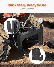 New 3-Point Quick Hitch with 2 in Receiver, 3000 Lbs Lift Capacity, 3-Pt Hitch