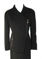 Claude Montana black moto jacket IT 44 Zip Sleek Drama Vintage 90s EZ shoulders