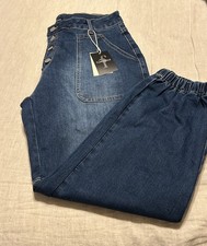 Flamingals Women s Straight Leg Button Fly Jeans in Dark Blue, Size XL