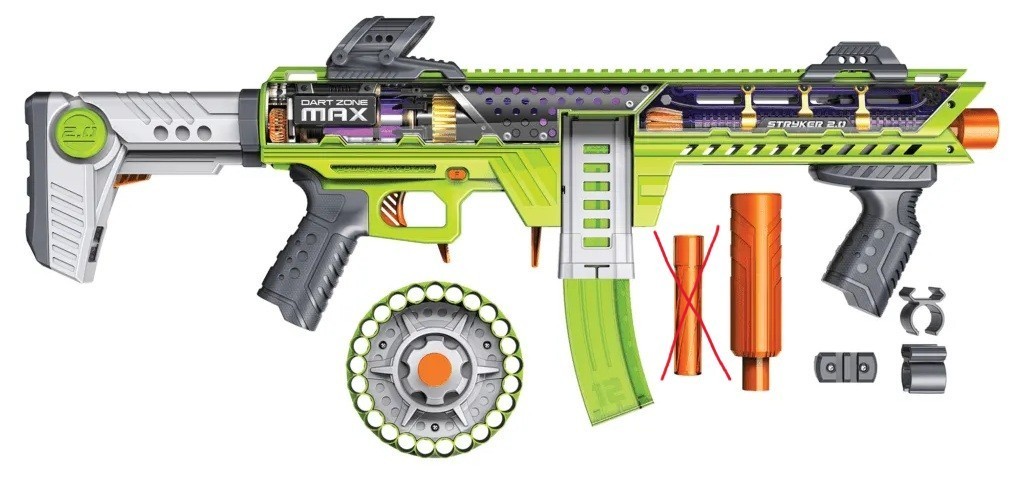 New Dart Zone Max Stryker 2.0 Foam Pro Dart Blaster w/ Accessories