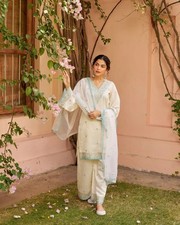 Pure Chanderi With Embroidery Kurta Set with Sharara, Dupatta