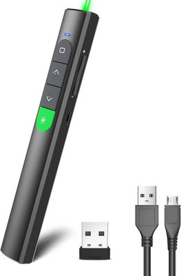 Wireless Presentation Clicker Rechargeable Green Laser Pointer PPT Remote