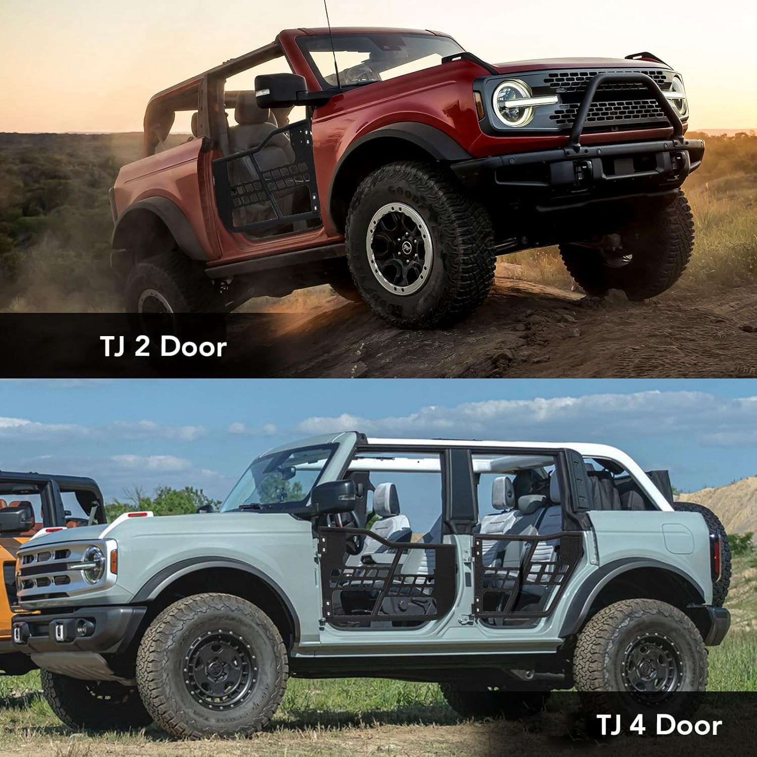 2 PC Off Road Tubular Trail Doors for Jeep Wrangler TJ 1997-2006 Tube Half Doors