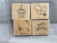 Stampin  Up Happy Birthday Set of 4 Cupcake Balloons Confetti Sentiment New