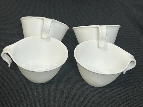 CORELLE BY CORNING WINTER FROST SOLID WHITE HOOK HANDLE CUPS MUGS SET OF 4 USA