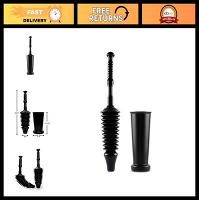 #ad #ad 1.6 Gallon Low Flush Toilet Plunger with Funnel Nose amp; Tall Bucket Black $43.99