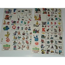 10 VTG Sesame Street Light  Learn Replacement 2-Sided Cards 8x12 Ephemera 1977