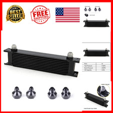 10 Row Stacked Plate Oil Cooler AN10 6AN 8AN Adapters Universal Aluminum Alloy