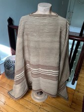 Vintage 1970  s Peruvian Wool Poncho Natural Dyes Hand-Stitched Heavy