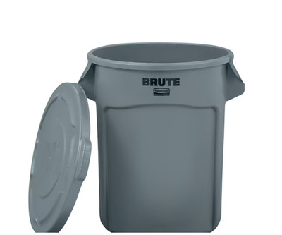Rubbermaid Brute 32-Gallon Trash Can with Lid, Grey