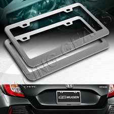2pc Silver Aluminum Alloy Metal License Plate Frame Holder Cover Front Rear 2pc Silver Aluminum Alloy Metal License Plate Frame Holder Cover Front Rear