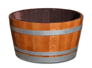 Holzfass, Fass halbiert, Eichenfass, Weinfass Pflanzkübel Blumenkübel