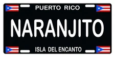 Puerto Rico Flag NARANJITO LICENSE PLATE CAR Boricua Black Emblem