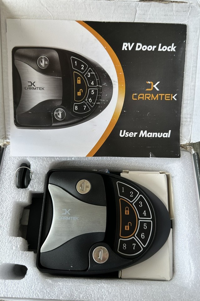 Carmtek Black Lock Latch Handle Knob 8 Digits Keyless Entry RV Door
