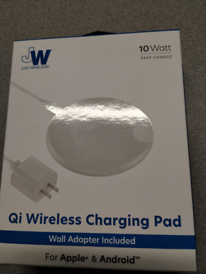 Just Wireless 10 Watt Qi Wireless Fast Charging Pad with 6ft Cable White(B)