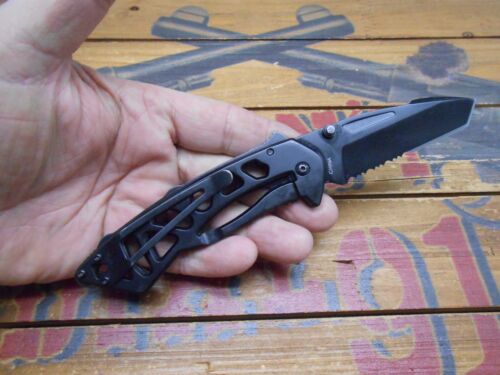 Buck Bones 870 Pocket Knife Frame Lock Combo Edge Tanto Blade 2013 - Picture 2 of 8
