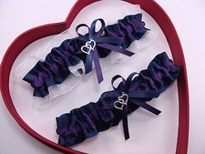 NEW Gorgeous Plum Navy Blue White Wedding Garter Prom GetTheGoodStuff A