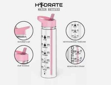 Motivational Water Bottle 900 ml Time Marking tracker Bpa free flip straw 2Pcs