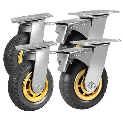4-Piece Heavy Duty Swivel Plate Casters With Brake - Small Wheels For Office Chairs And Furniture