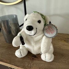 Coca Cola Polar Bear With Green Bow Bean Bag Plush NWT 0153 1997