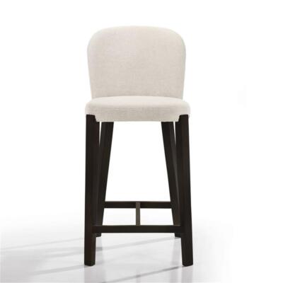 Omax Decor Larsen 26'' Solid Wood and Fabric Counter Stool in Oatmeal Beige