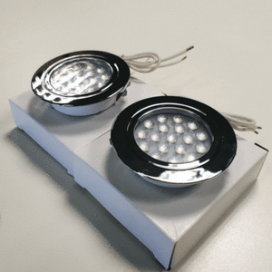 CHROME FINISH FOR CAMPERVAN 4 x RECESSED TOUCH CONTROL 12V LED SPOTLIGHTS