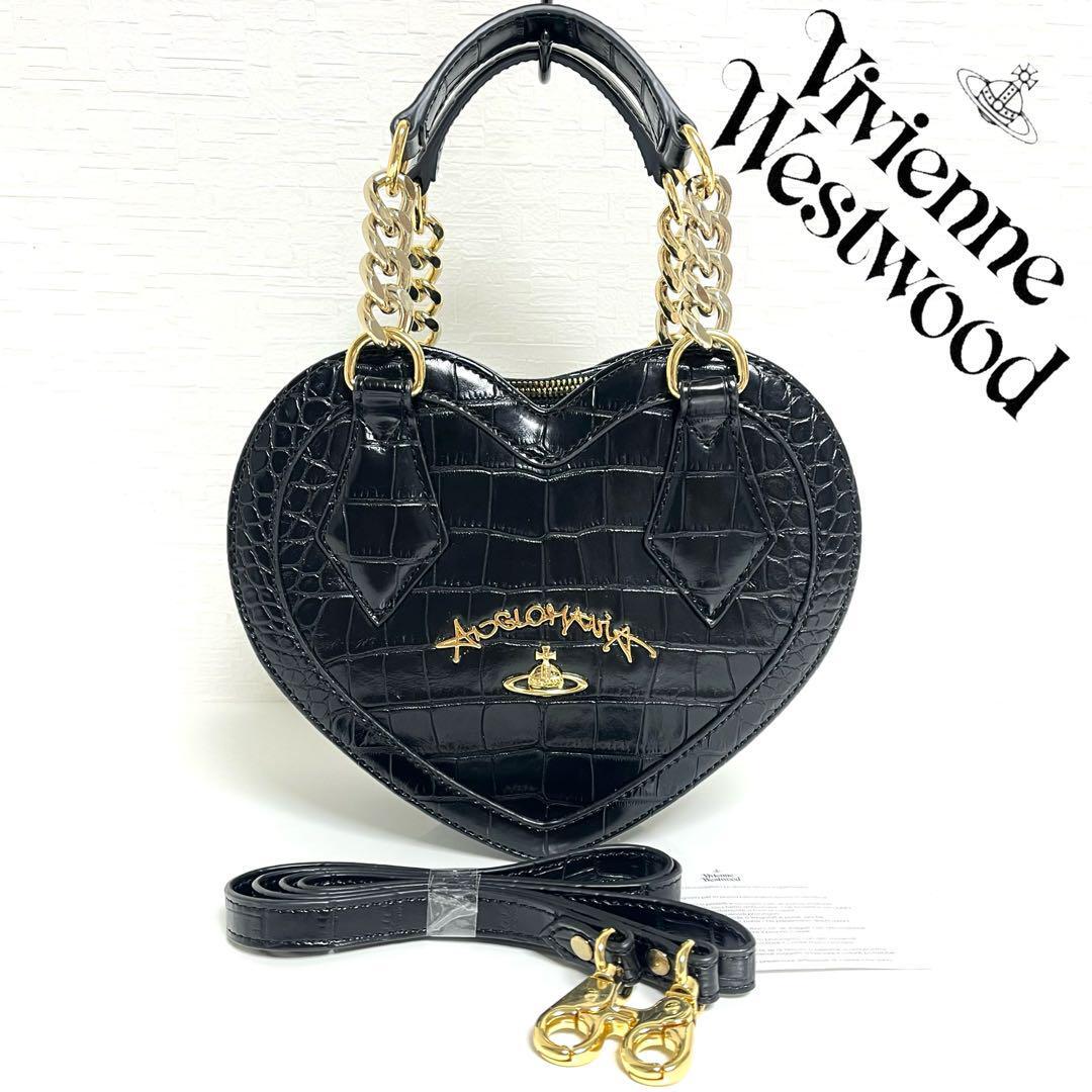 Vivienne Westwood Anglomania 2WAY Chain Heart Black Shoulder Bag 