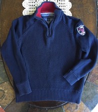 Tommy Hilfiger Boys Half Zip Collared Pullover Navy Blue Sweater Size M 12-14