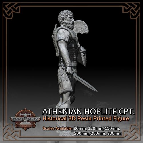 Greek Athenian Hoplite Captain - 3D Resin Print Figure Kit - Scale 90mm to 300mm - Picture 4 of 16