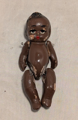 Antike deutsche schwarze Miniaturpuppe 4 Zoll