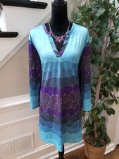 Lily Women's Multicolor Polyester V-Neck Long Sleeve Knee Length Dress Size 3X