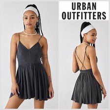 Urban Outfitters UO Vanessa Cupro Playsuit Size S NEW +Tag £44 Black/Grey Jersey