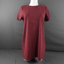 Forever 21 Women Dress Medium Burgundy Mini Retro Microfiber Softgirl Minimalist