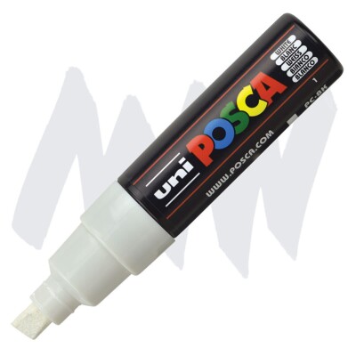 Posca Markers, Paint Marker, White, 8K, Broad Tip, Opaque Ink, Acrylic, Bright