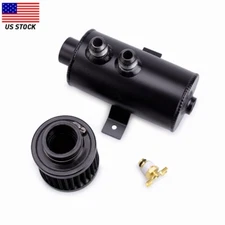 Oil Catch Can Reservoir Tank W/ Breather Filter Baffled Polished Aluminum