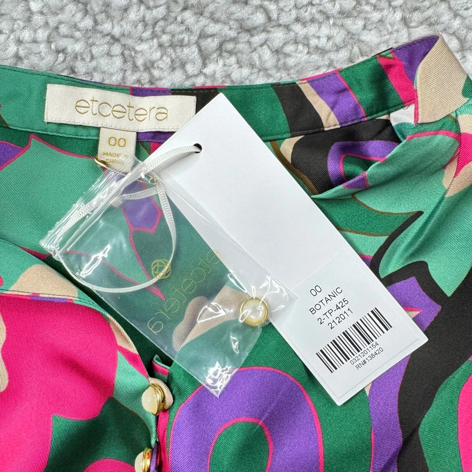 Blusa Etcetera Botánica Rosa Verde Floral Popover Mujer 00 NUEVA Foto 3 de 4