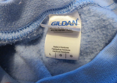 Men's large blue Gildan sweatshirt with Chessie logo (sleeping kitten, train) - Picture 3 of 9