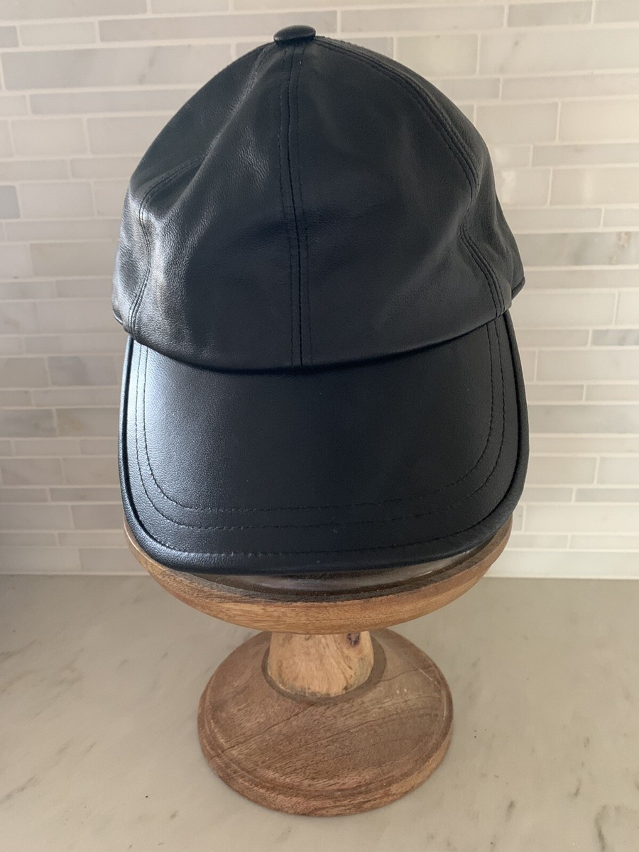 Shopbop~ Bop Basics~ black 100% leather Hat/cap. Adjustable  display picture 1