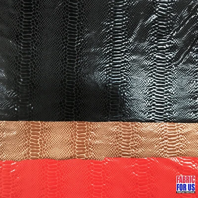 TRIPLE TEXTILE Shiny Stretch Foil Snake Skin Design Fabric 57" Wide (Black, Brown & Red)