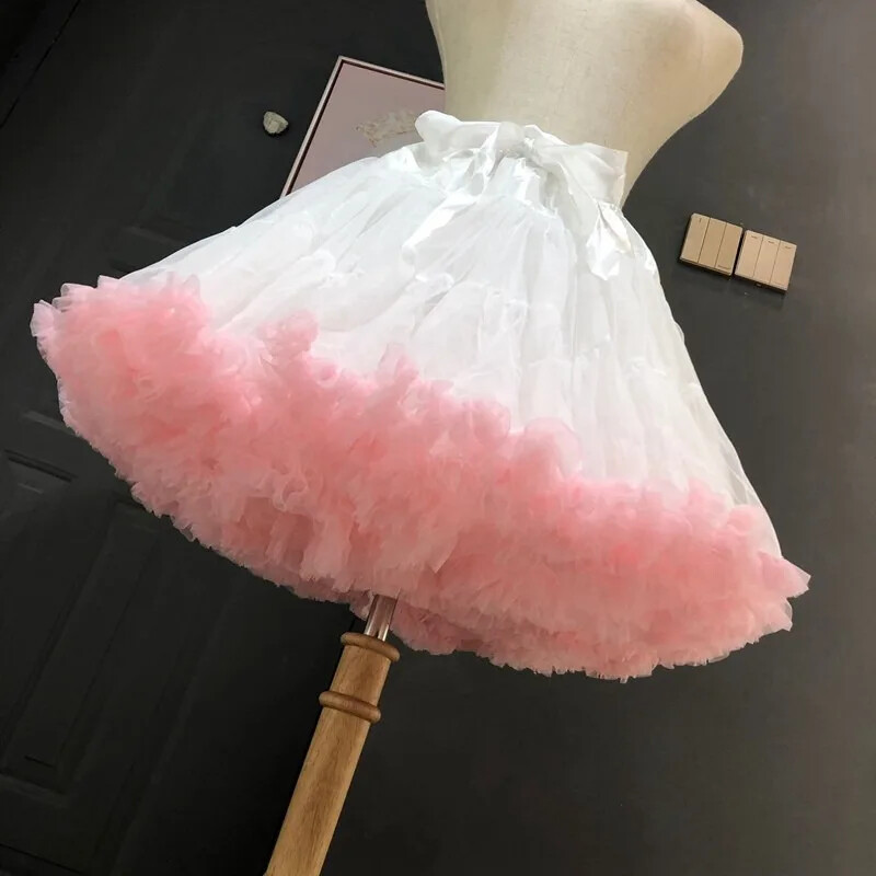 Mujeres Enaguas Estilo Flor Lolita Tutú Hinchado Cancan Falda Bajo Crinolina