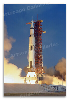 Apollo 11 Saturn V Rocket Launch Historic Moon Landing Poster - 24x36