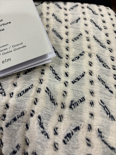 West Elm F/Q Couverture Mixed herringbone Blanket NWT! Full/Queen - Picture 2 of 3